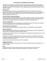 Form 612 Certificate of Correction for a Domestic or Foreign Limited Liability Company - Ohio, Page 4