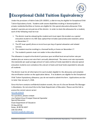 Document preview: District Application for Exceptional Child Tuition Equivalency - Idaho