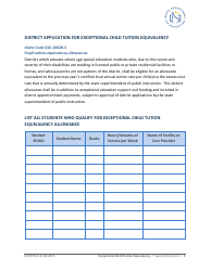 District Application for Exceptional Child Tuition Equivalency - Idaho, Page 2