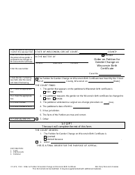 Document preview: Form CV-474 Order on Petition for Gender Change on Wisconsin Birth Certificate - Wisconsin
