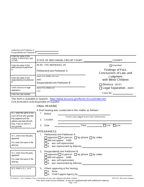 Form FA-4160VA  Printable Pdf