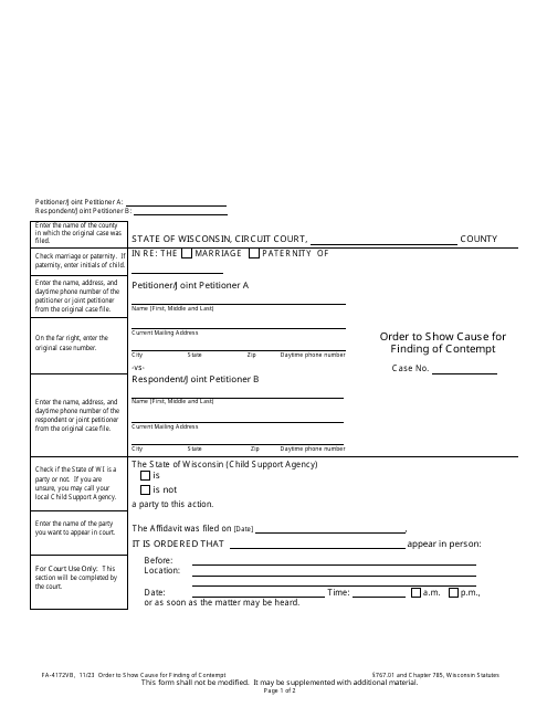 Form FA-4172VB  Printable Pdf