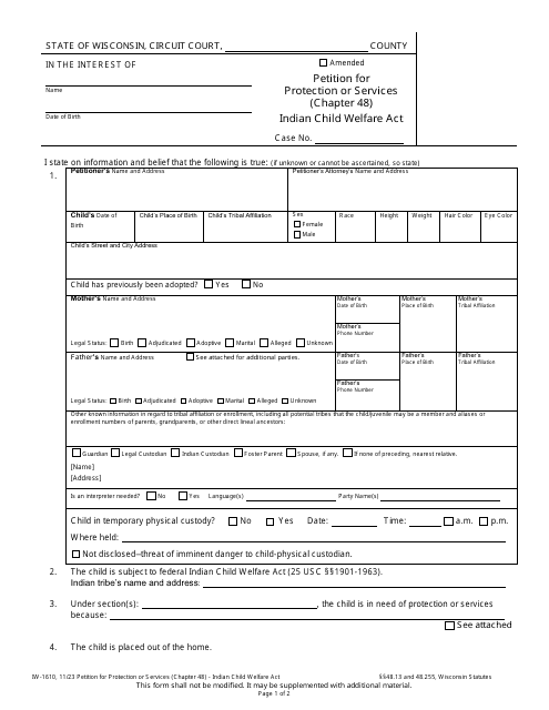 Form IW-1610  Printable Pdf
