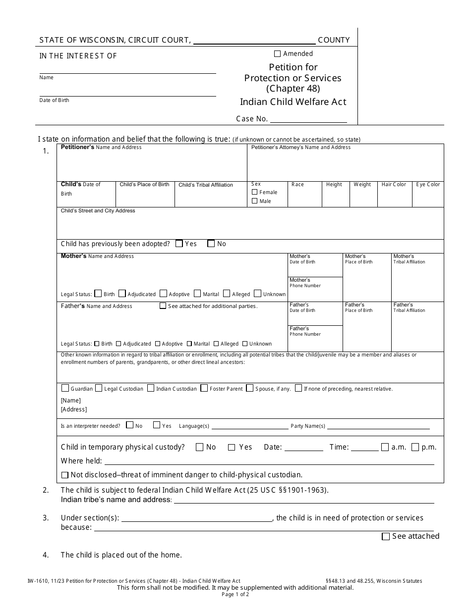 Form IW-1610 - Fill Out, Sign Online and Download Printable PDF ...