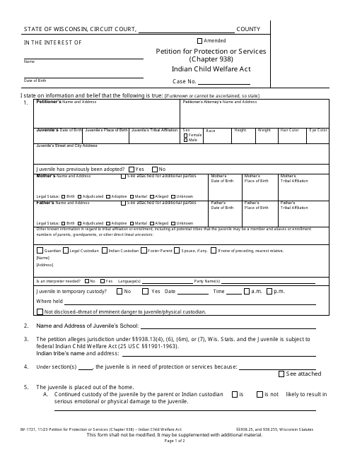Form IW-1721  Printable Pdf