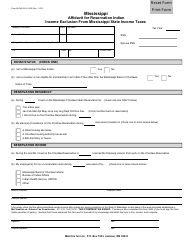 Document preview: Form 80-340 Affidavit for Reservation Indian Income Exclusion From Mississippi State Income Taxes - Mississippi