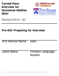 Document preview: Form PPS10224B Cornell-Penn Interview for Decisional Abilities (Ida) - Kansas