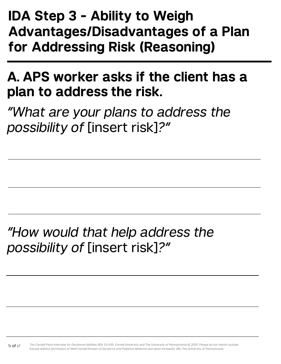 Form PPS10224B Cornell-Penn Interview for Decisional Abilities (Ida) - Kansas, Page 11