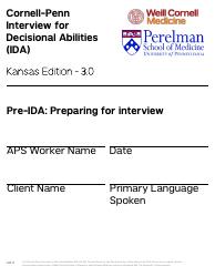 Form PPS10224B Cornell-Penn Interview for Decisional Abilities (Ida) - Kansas