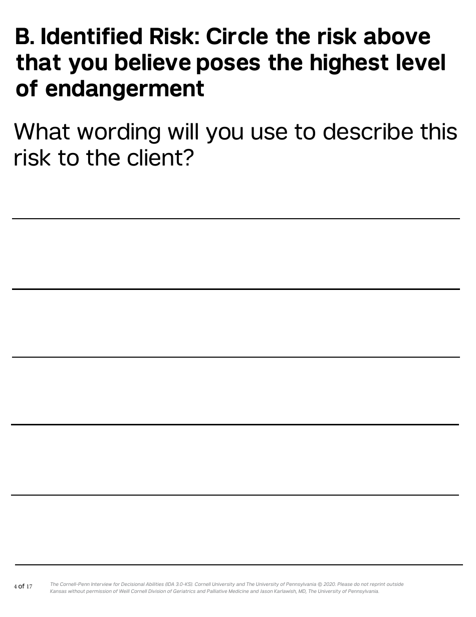 Form PPS10224B Cornell-Penn Interview for Decisional Abilities (Ida) - Kansas, Page 4