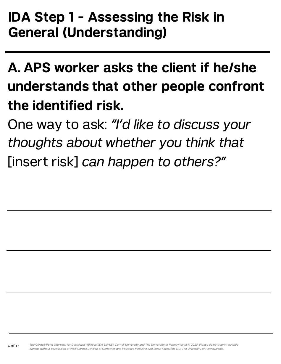 Form PPS10224B Cornell-Penn Interview for Decisional Abilities (Ida) - Kansas, Page 6