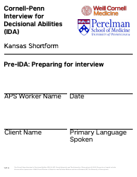 Document preview: Form PPS10224D Cornell-Penn Interview for Decisional Abilities (Ida) - Shortform (28 Pt. Font) - Kansas