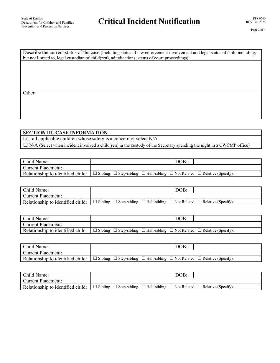 Form PPS0550 Critical Incident Notification - Kansas, Page 3