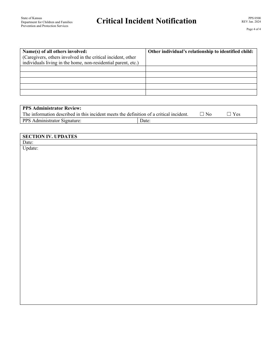 Form PPS0550 Critical Incident Notification - Kansas, Page 4