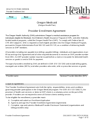 Document preview: Form OHA3975 Provider Enrollment Agreement - Oregon
