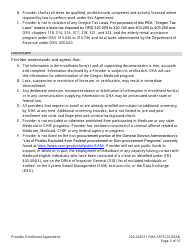Form OHA3975 Provider Enrollment Agreement - Oregon, Page 3