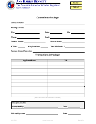 Document preview: Form MV-501 Convenience Packages - Harris County, Texas