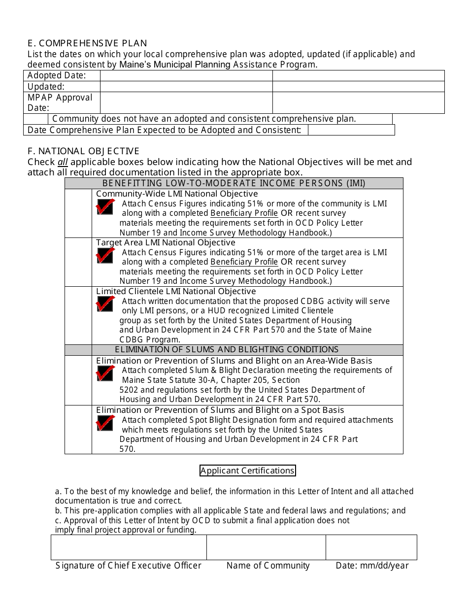 Letter of Intent to Apply - Community Enterprise Program - Maine, Page 3