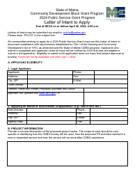 Document preview: Letter of Intent to Apply - Public Service Grant Program - Maine, 2024