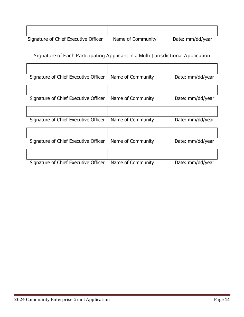 Community Enterprise Grant Program Application - Maine, Page 14