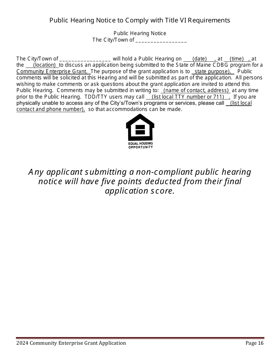 Community Enterprise Grant Program Application - Maine, Page 16