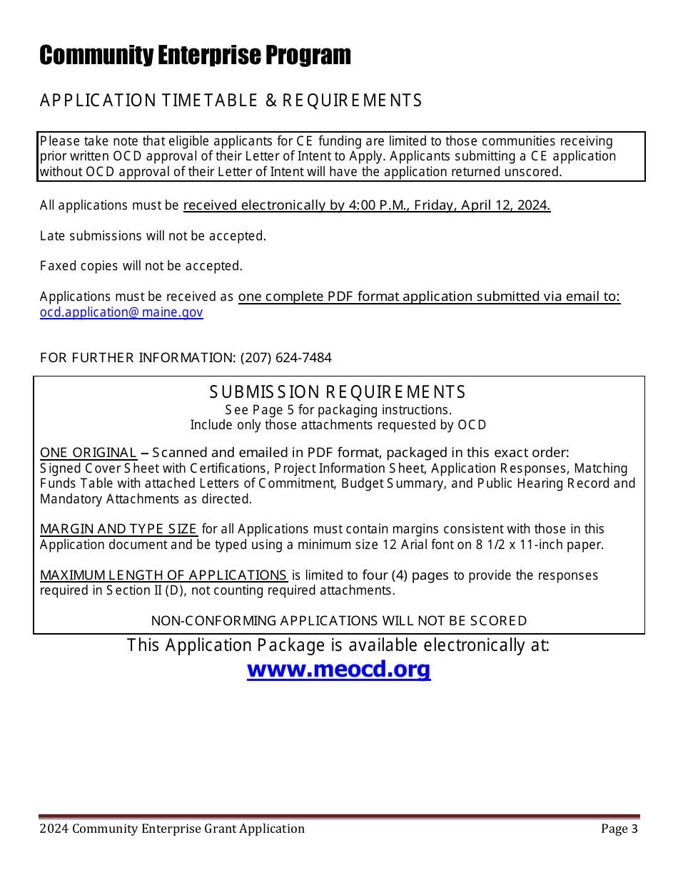 Community Enterprise Grant Program Application - Maine, Page 3