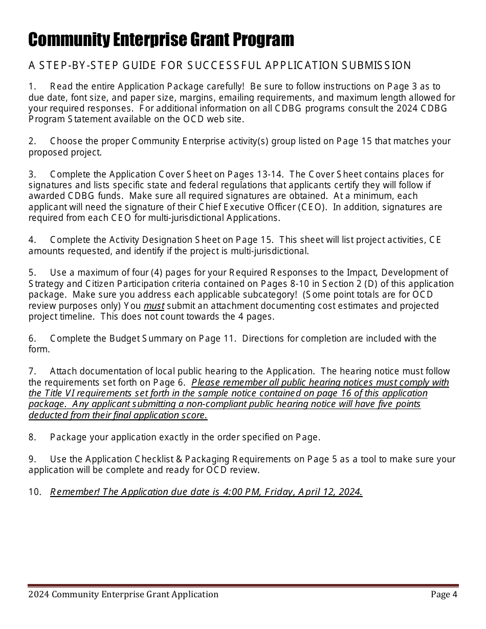 Community Enterprise Grant Program Application - Maine, Page 4