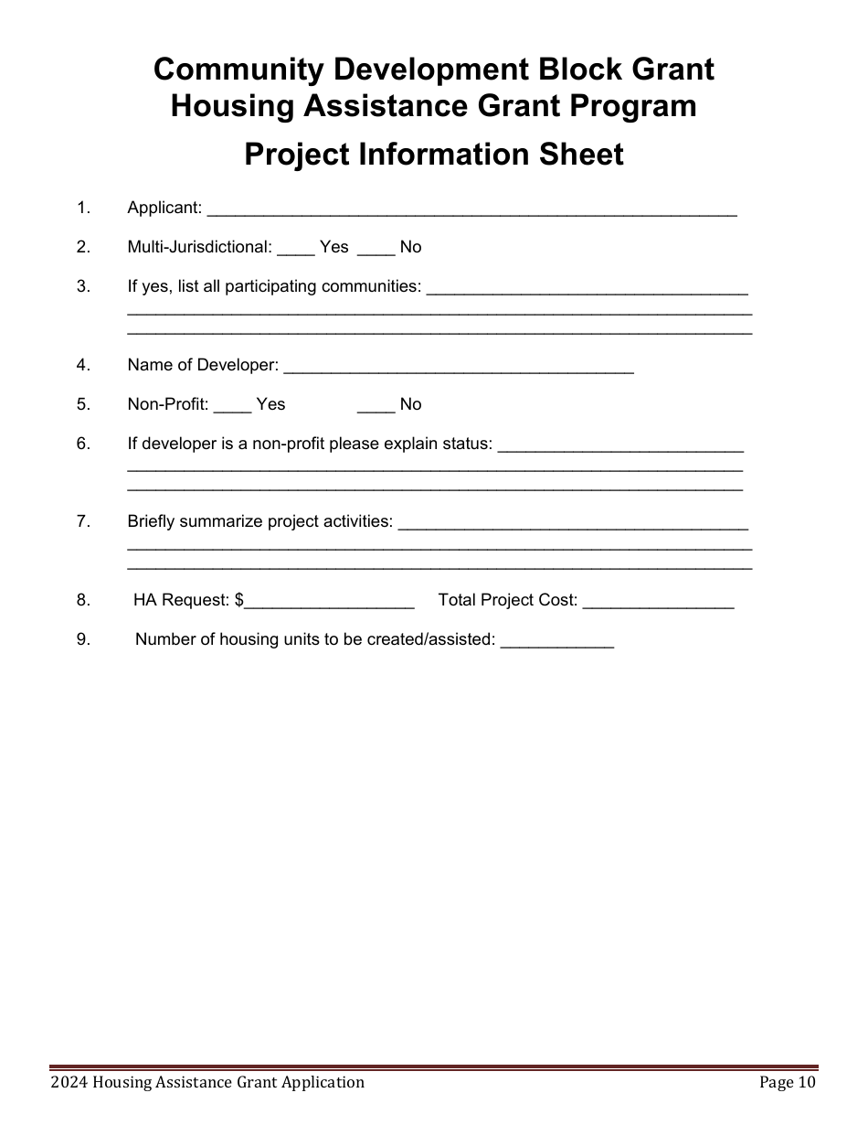 Housing Assistance Grant Program Application - Maine, Page 10