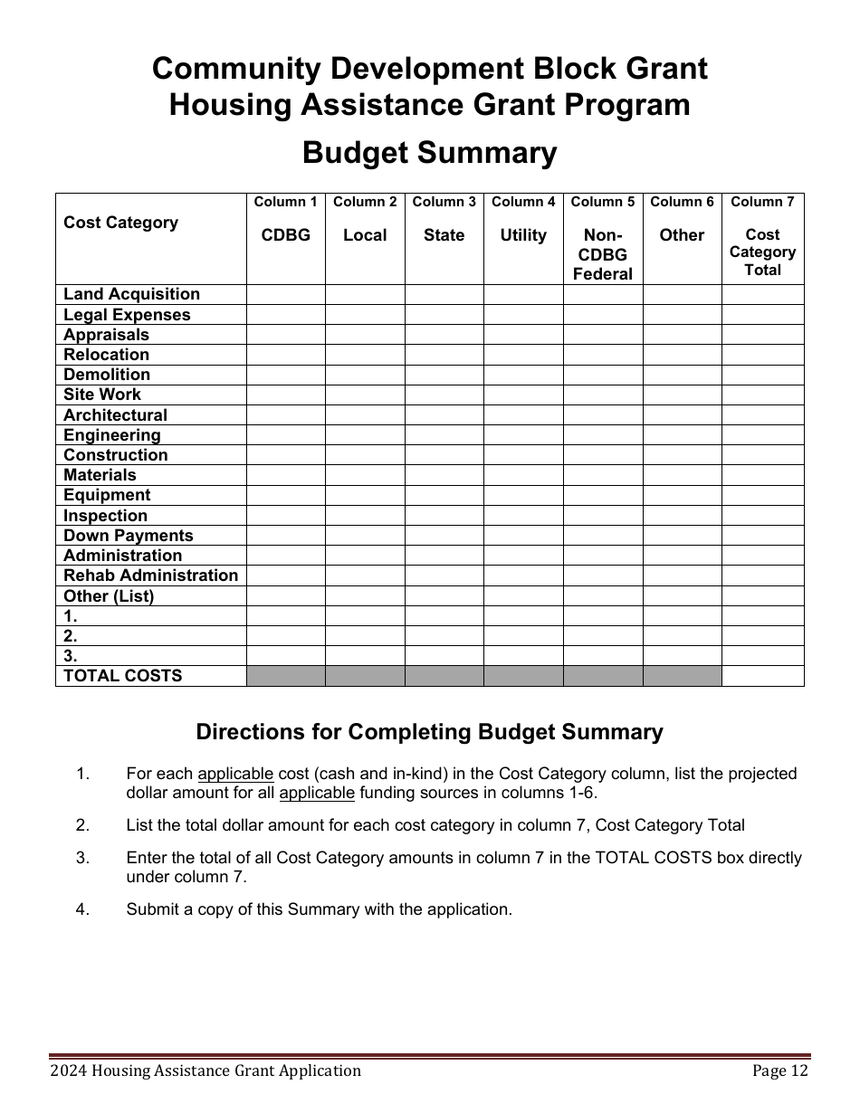 Housing Assistance Grant Program Application - Maine, Page 12