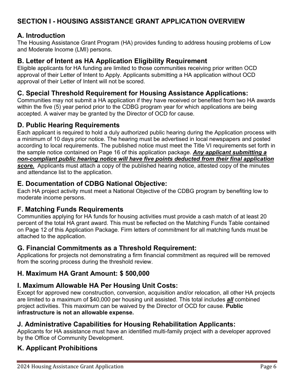 Housing Assistance Grant Program Application - Maine, Page 6