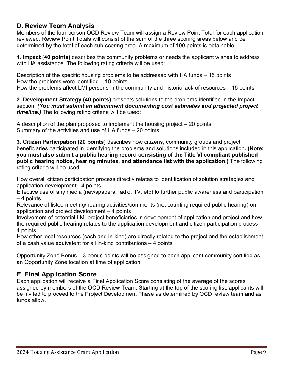 Housing Assistance Grant Program Application - Maine, Page 9