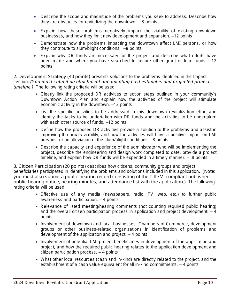 Downtown Revitalization Grant Program Application - Maine, Page 10