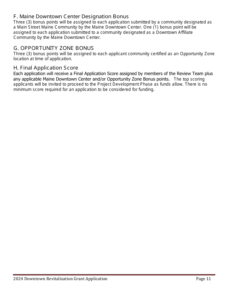 Downtown Revitalization Grant Program Application - Maine, Page 11