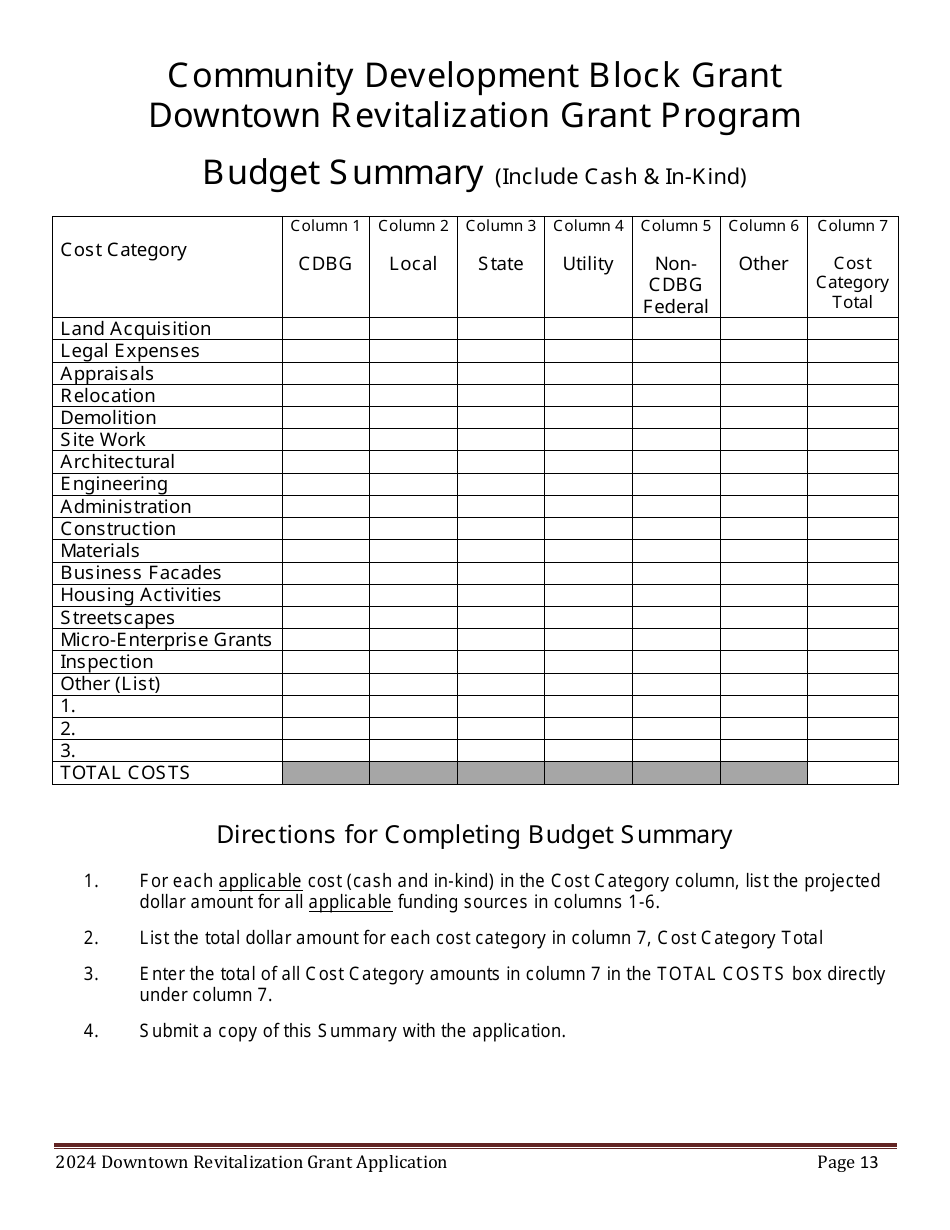 Downtown Revitalization Grant Program Application - Maine, Page 13