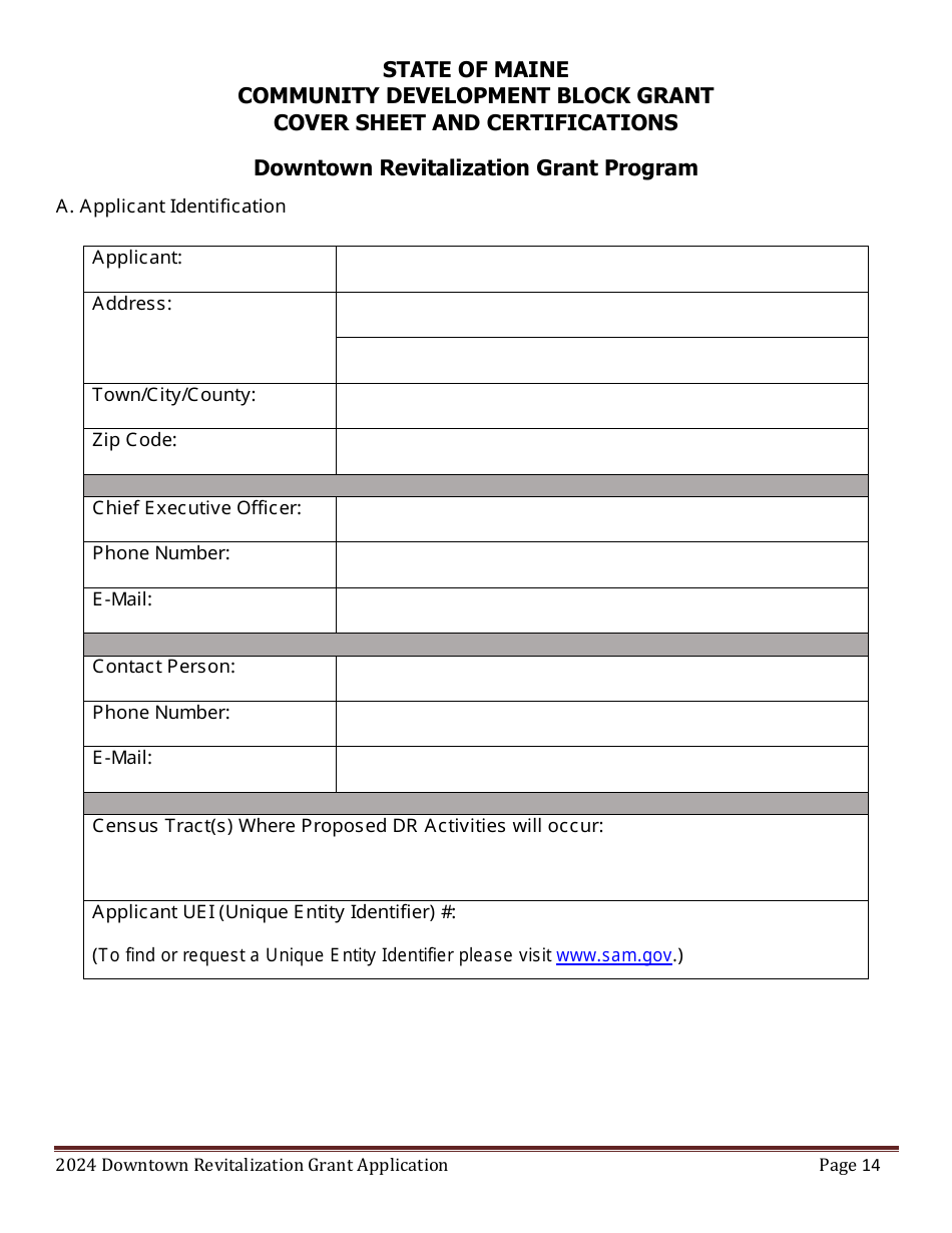 Downtown Revitalization Grant Program Application - Maine, Page 14
