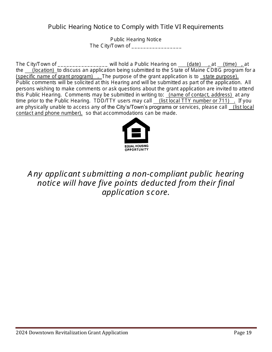 Downtown Revitalization Grant Program Application - Maine, Page 19