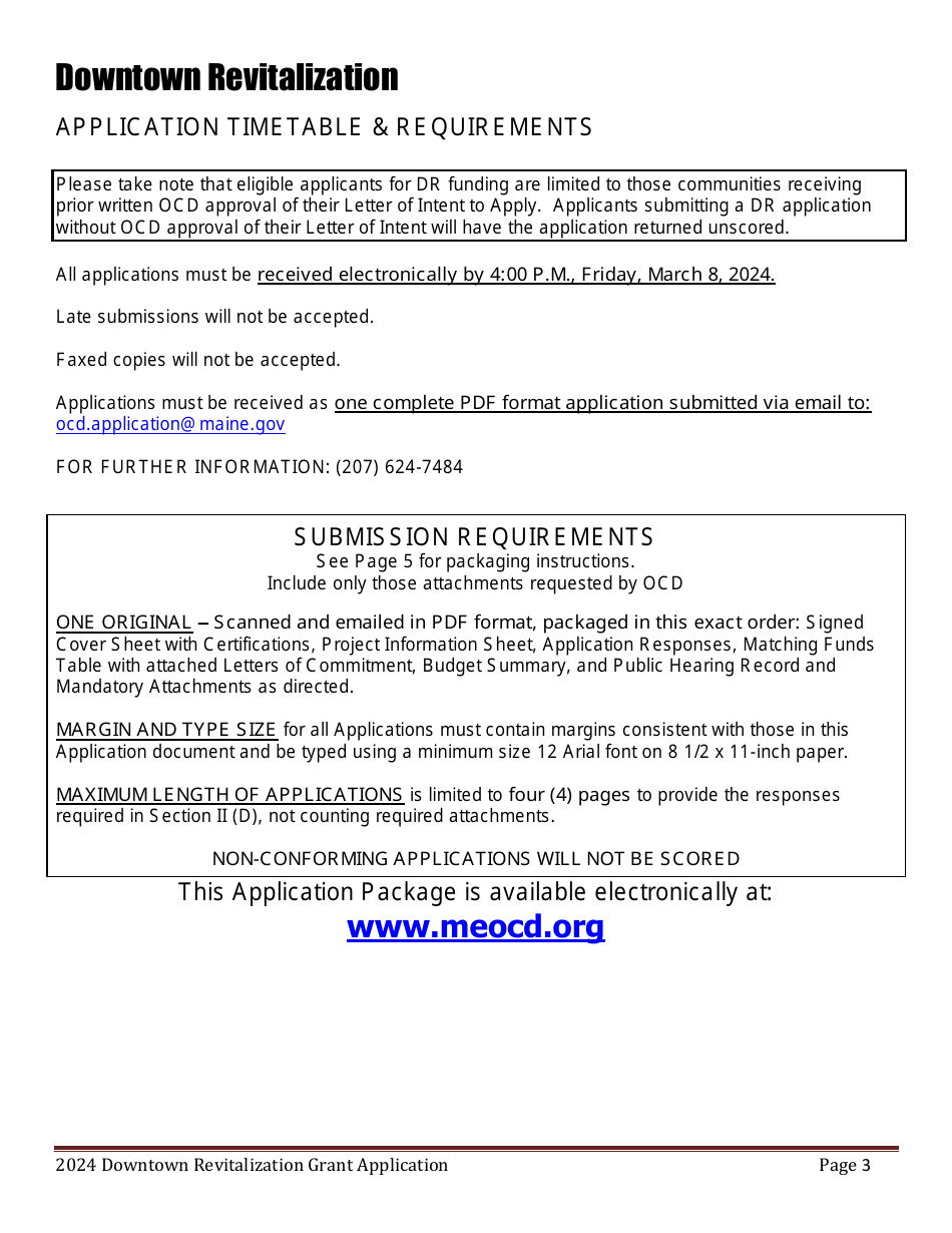 Downtown Revitalization Grant Program Application - Maine, Page 3