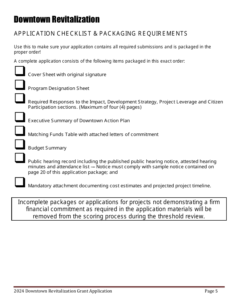 Downtown Revitalization Grant Program Application - Maine, Page 5