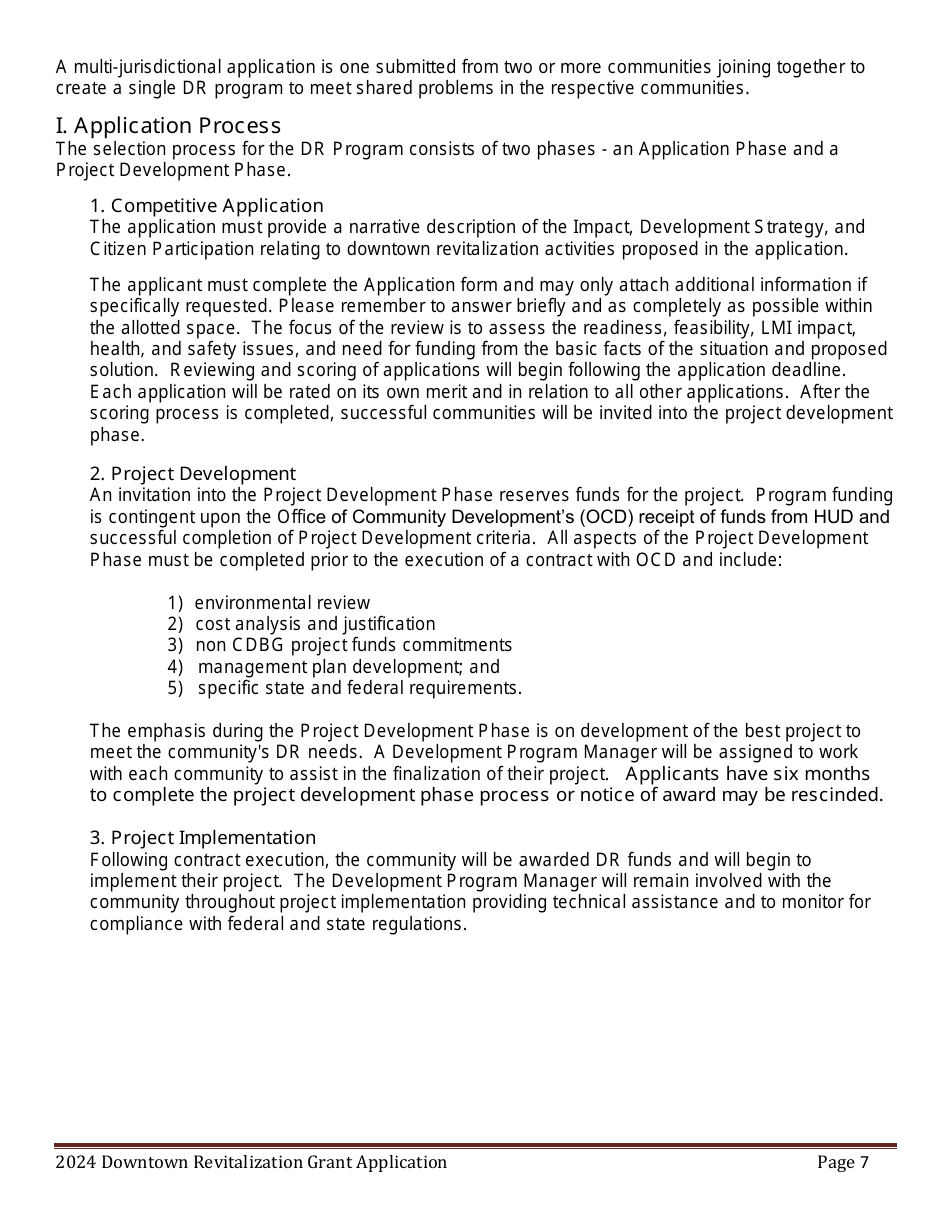 Downtown Revitalization Grant Program Application - Maine, Page 7