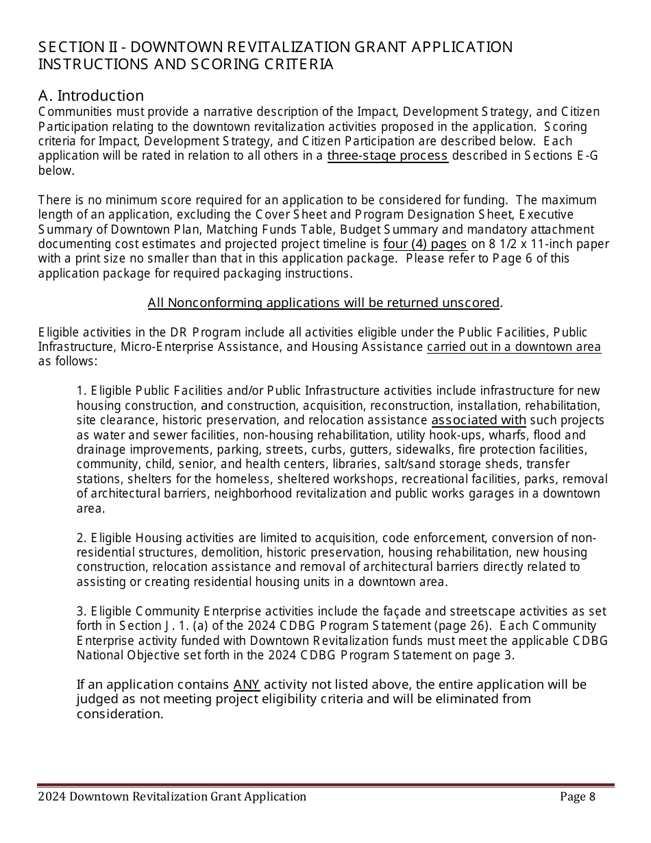 Downtown Revitalization Grant Program Application - Maine, Page 8