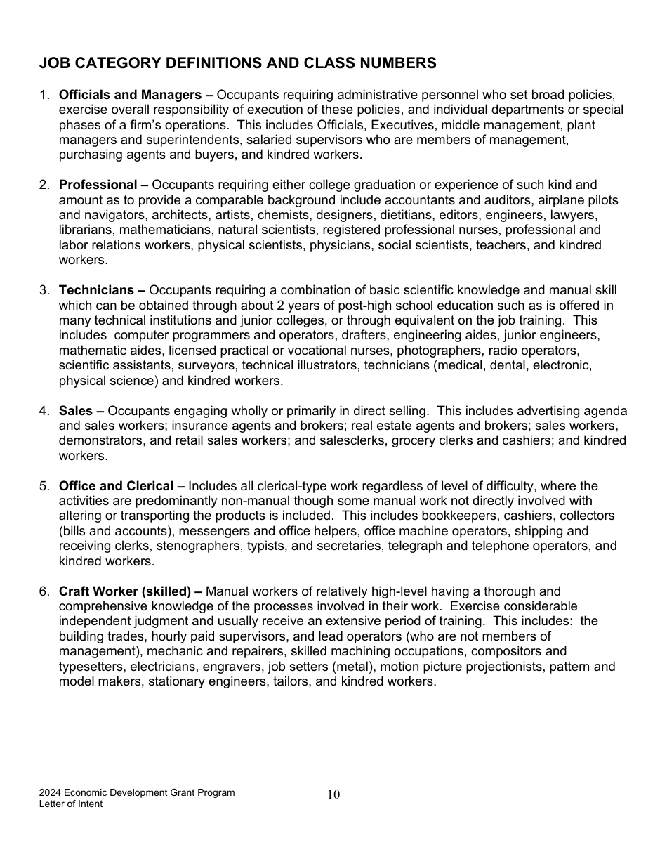 Letter of Intent to Apply - Economic Development Program - Maine, Page 10