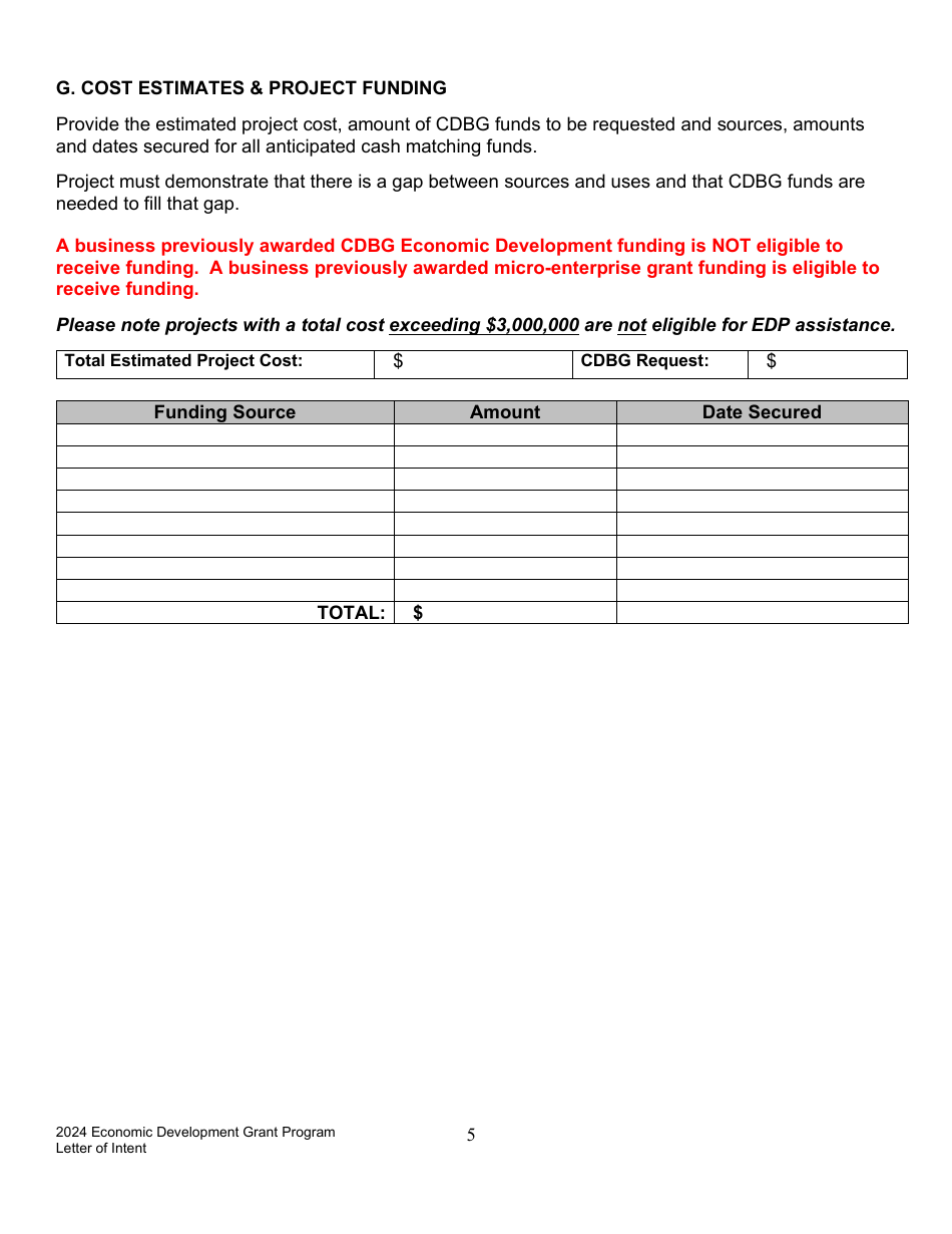 Letter of Intent to Apply - Economic Development Program - Maine, Page 5