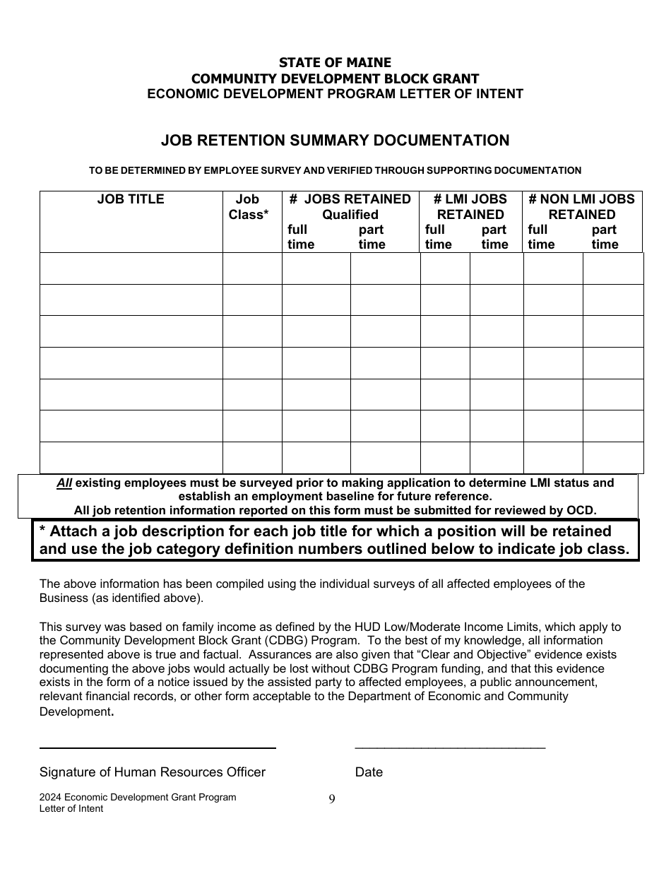 Letter of Intent to Apply - Economic Development Program - Maine, Page 9