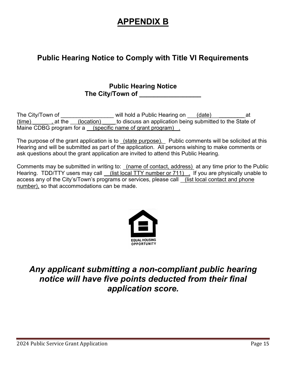 Public Service Grant Program Application - Maine, Page 15
