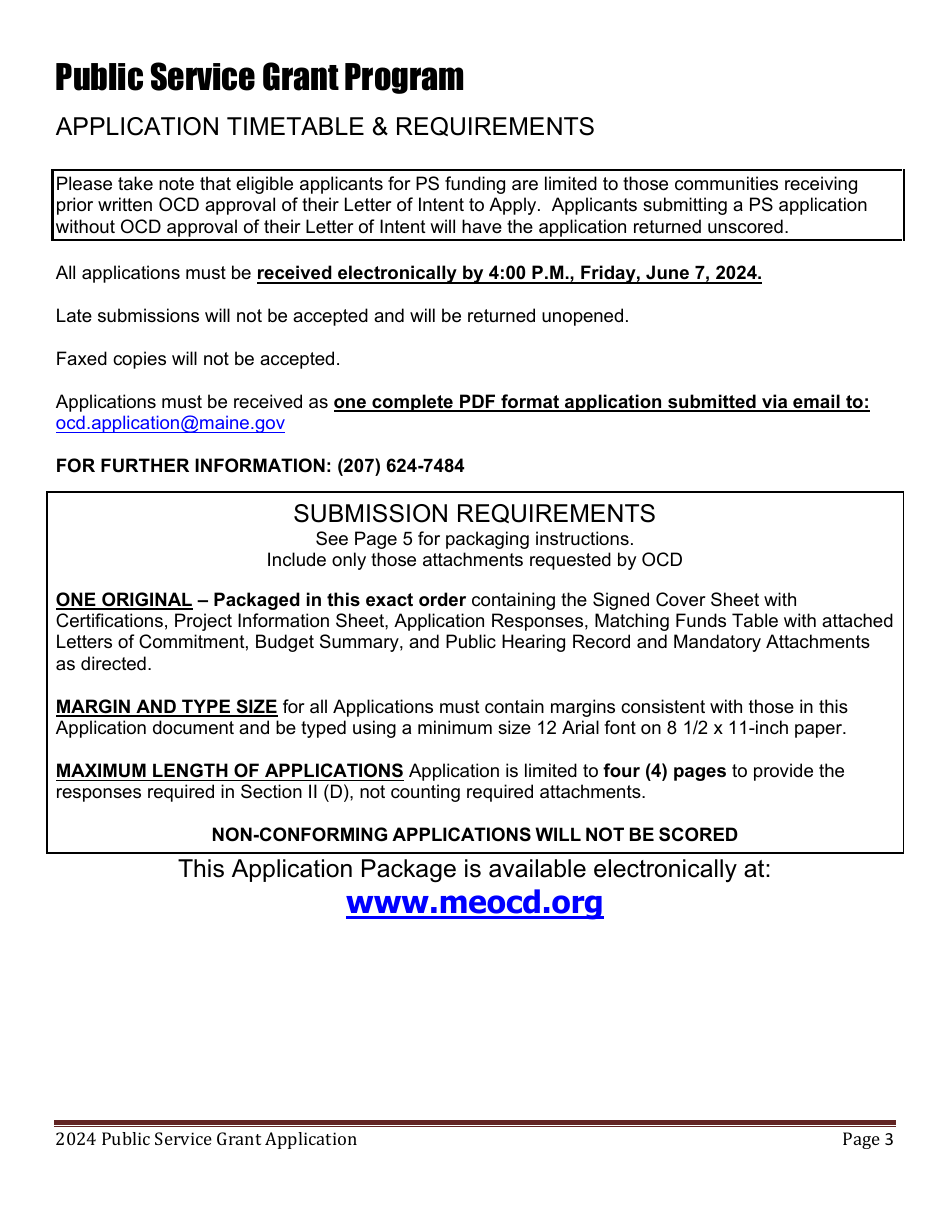 Public Service Grant Program Application - Maine, Page 3