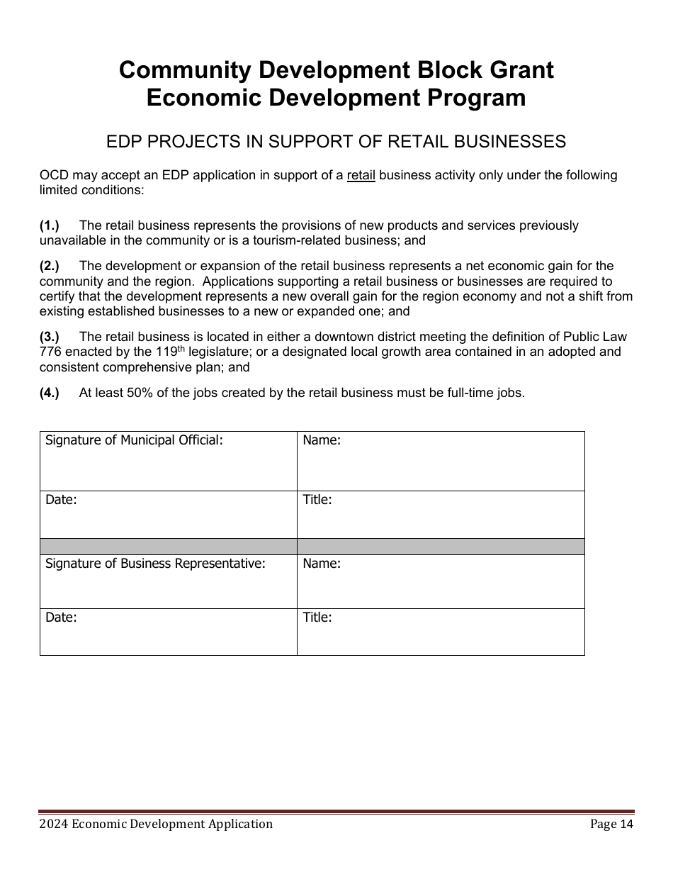 Economic Development Program Application - Maine, Page 14