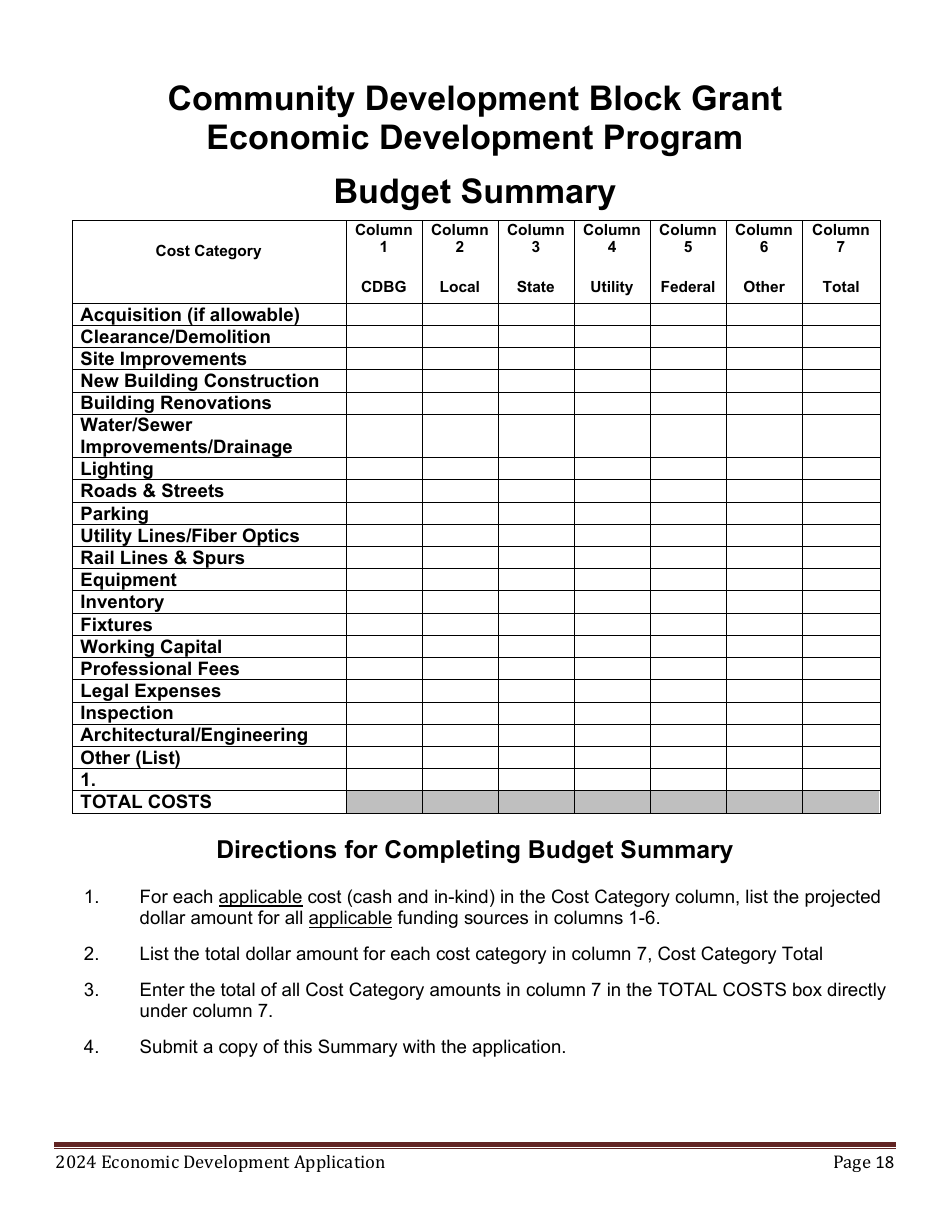 Economic Development Program Application - Maine, Page 18