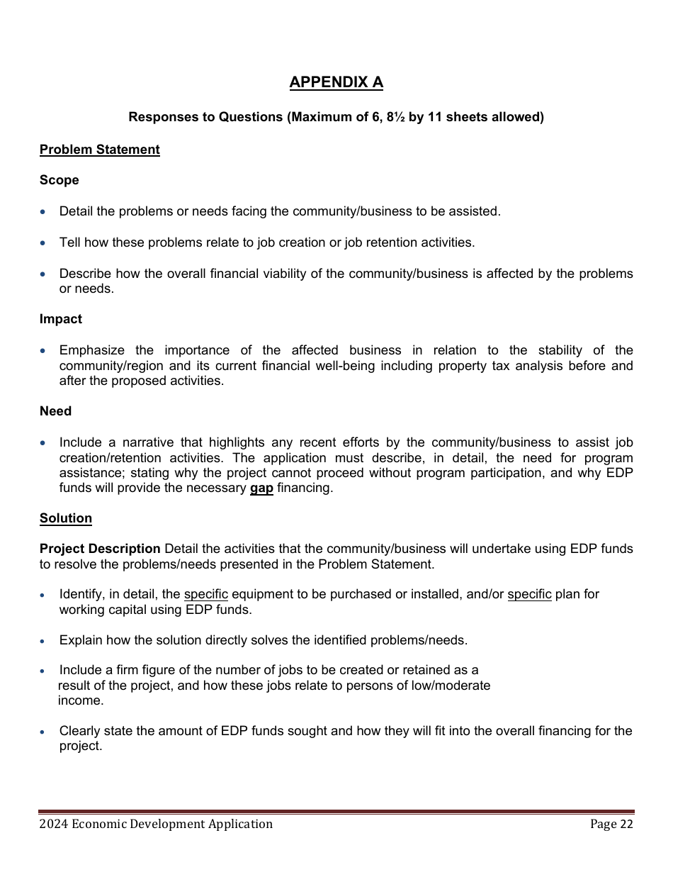 Economic Development Program Application - Maine, Page 22