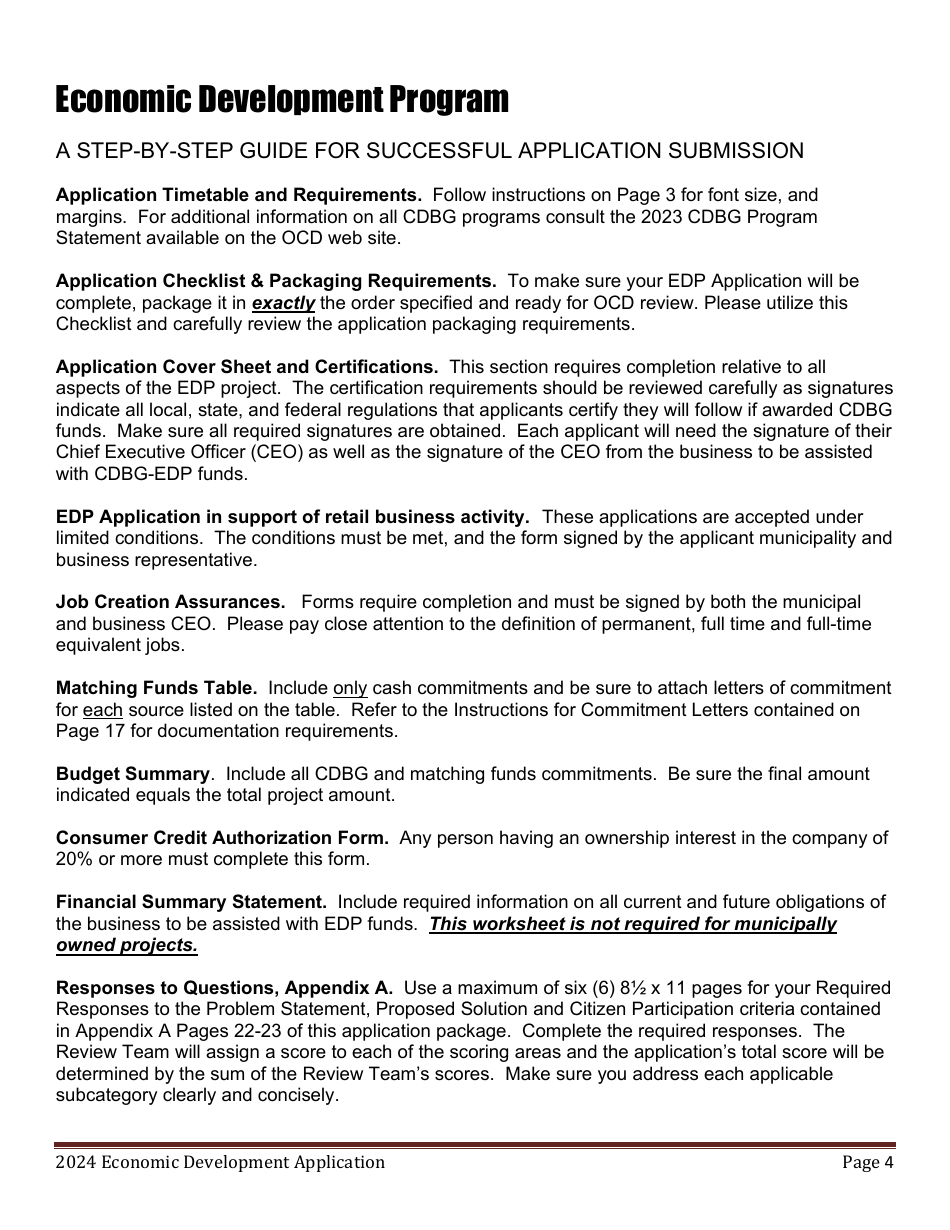 Economic Development Program Application - Maine, Page 4