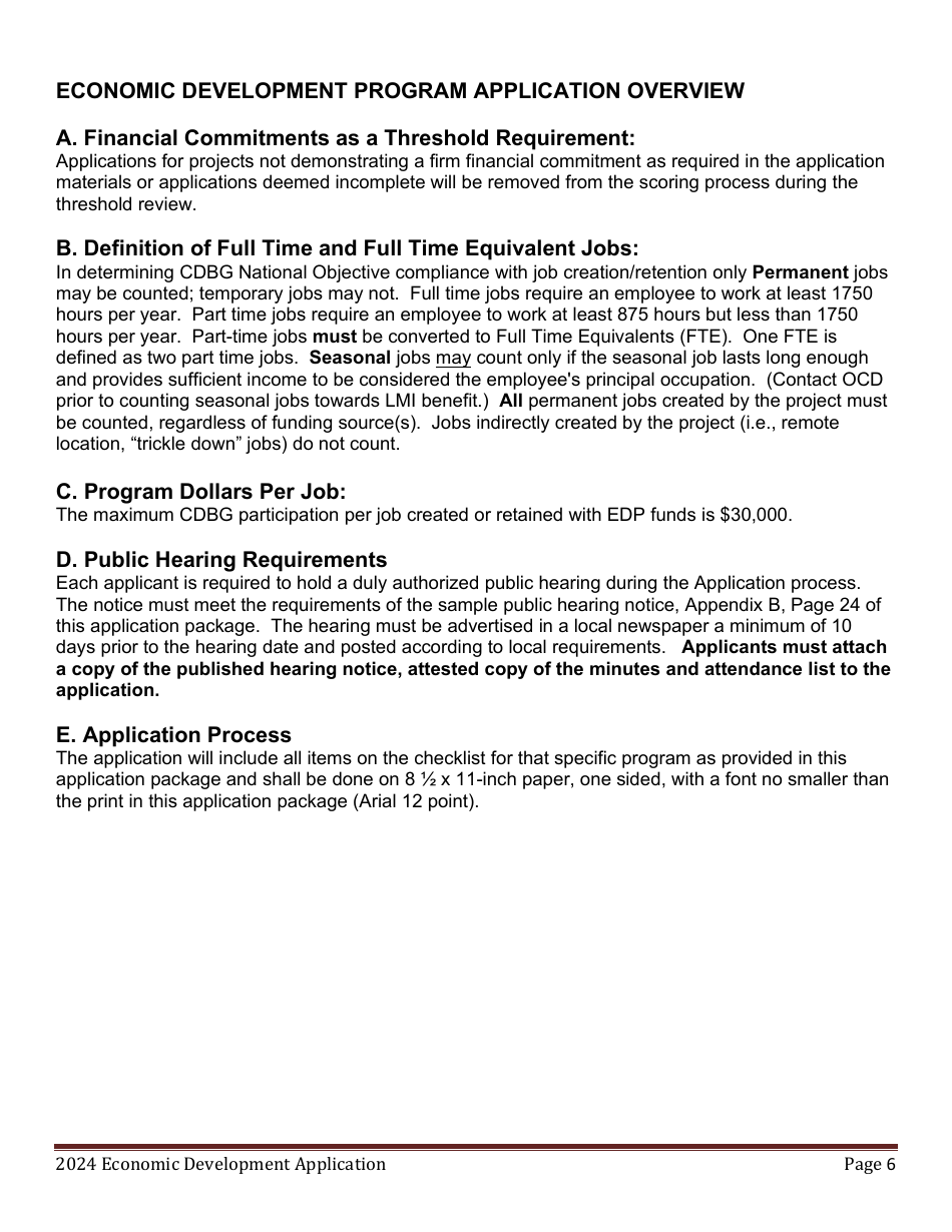 Economic Development Program Application - Maine, Page 6